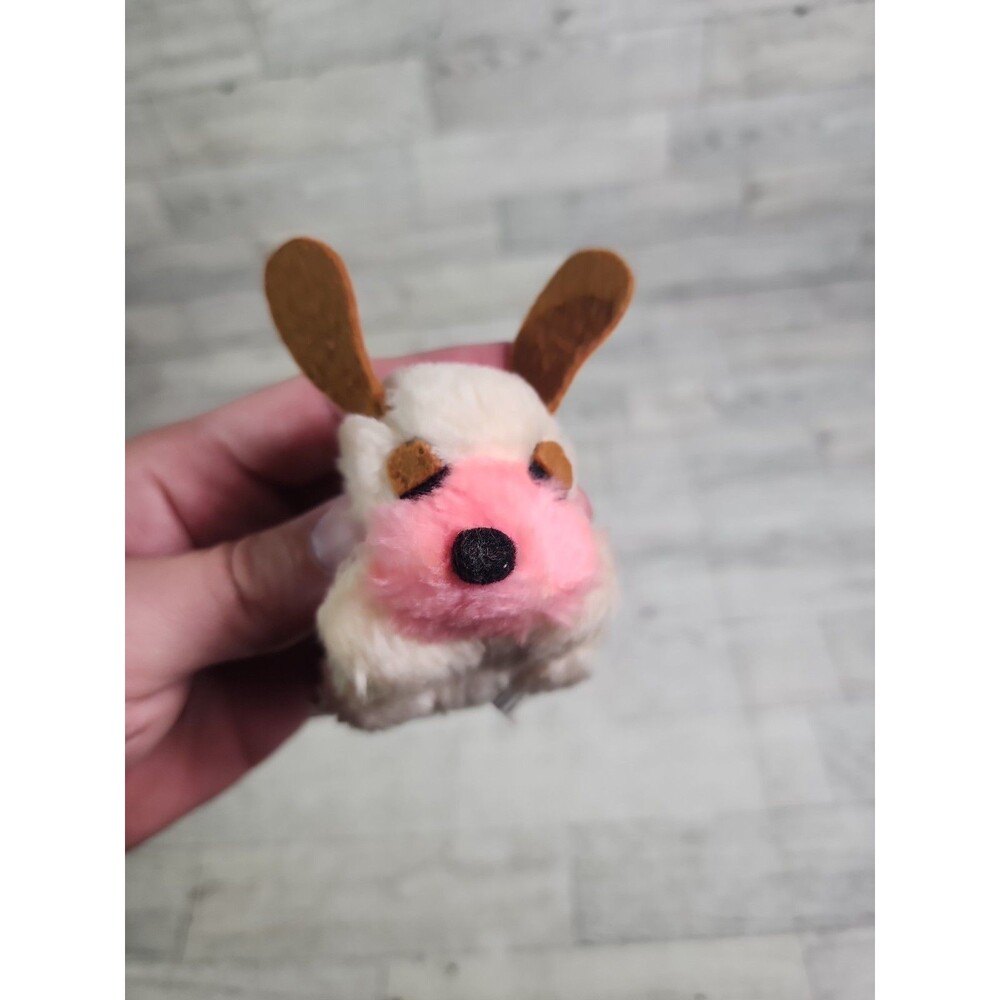 1976 Wallace Berrie #5005 Tiny Puppy Dog Plush Pink Nose 3” Korea Cream Puff